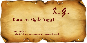 Kuncze Gyöngyi névjegykártya